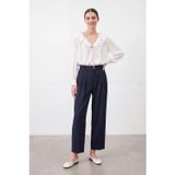 Puane Kadın Yüksek Bel Pile Detaylı Kumaş Pantolon – 26S-18297PNT - NAVY