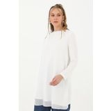 Puane Tunik İçlik Uzun Kollu Önü Şifon Detaylı EKRU 102690