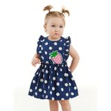 Puanlı Çilek Kız Bebek Poplin Elbise