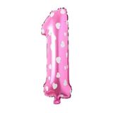 Puanlı Pembe Renk Rakam Folyo Balon 36 cm Yaş 1