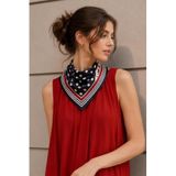Puantiye Çerçeve Desen Siyah-Kırmızı Soft Bandana Fular 50x50 cm