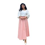 Puantiyeli Kloş Poplin Etek (Pudra, S/M)