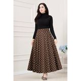 Puantiyeli Maxi Etek-KAHVERENGİ