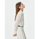 Puantiyeli Transparan Gömlek Uzun Kollu Düğmeli