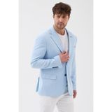 Puar Erkek Buz Mavi Esnek Likralı Pamuk Karışımlı Slim Fit İlkbahar-Yaz Spor Blazer Ceket