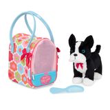 Pucci Pups Peluş Köpek Yavrusu - Köpek Taşıyıcı - Oyuncak Boston Terrier - Çiçek Baskı Glam Çanta ve Boston Terrier Yavru ve Tarak - Doldurulmuş Hayvan - 3+ Yıl