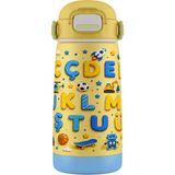 Puccon 420 ml Erkek Çocuklar Için Alfabe Baskılı Çelik Matara Termos Suluk - 60017 - Sarı