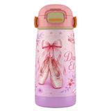 Puccon 420 Ml Kız Çocuk Mor Lila Balerin Baskılı Çelik Termos Matara Suluk - 60019