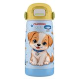 Puccon Çocuk Çelik Matara Pipetli 420 ml Termos - Sarı Mavi Sevimli Köpek Baskılı 60038