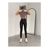 PUCKA FASHION Kadın Mat Deri Yüksek Bel Toparlayıcı Tayt