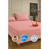 Pudra %100 Pamuk Kapitone Fitted Su Sıvı Geçirmez Yatak Koruyucu Tek-Çift Kişilik-Battal Yatak Alezi - Pembe - 70 x 110 cm