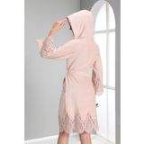 Pudra Dantelli Bambo Cotton Bayan Bornozu
