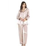 Pudra İkili Saten Gecelik Pijama Takımı 7647