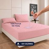 Pudra Kapitone Sıvı Geçirmez Yatak Koruyucu Fitted Alez ÇARŞAF%100 Pamuk 160X200 - Çok Renkli - 100 x 100 cm