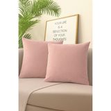 Pudra Kırlent Kılıfı 4'lü Set - Gizli Fermuarlı - Kadife Dokulu - 43 x 43 cm