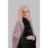 Pudra Nikah Namaz Başörtüsü Şal Şifon Boncuklu Güpürlü 202131_06