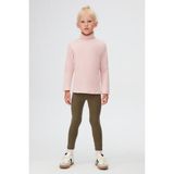 Pudra Pembe Basic Kışlık Tam Balıkçı Yaka Uzun Kollu Kız Çocuk Tişört - 11 Yaş