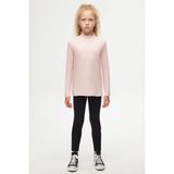 Pudra Pembe Basic Kışlık Yarım Balıkçı Yaka Uzun Kollu Kız Çocuk Tişört - 13 Yaş