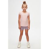 Pudra Pembe Basic Kız Çocuk Sıfır Yaka Karpuz Kol Tişört - 1 Yaş