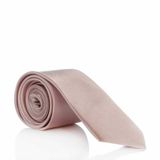 Pudra Pembe Slim Fit (ince) Düz Renk Mendilli Saten Kravat - SS-39 SS-39-N-GF