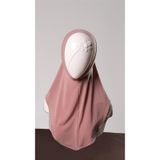 Pudra Pratik Hazır Geçmeli Genç Tesettür Bone Sandy Kumaş Düz Hijab 2312_06
