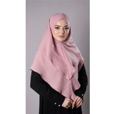 Pudra Pratik Hazır Geçmeli Tesettür Eşarp Pamuk Caz Kumaş Çift Katlı Çapraz Hijab 2304_06