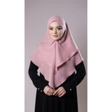 Pudra Pratik Hazır Geçmeli Tesettür Eşarp Pamuk Caz Kumaş Çift Katlı Düz Hijab 2303_06