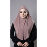 Pudra Pratik Hazır Geçmeli Tesettür Eşarp Sandy Kumaş Yırtmaçlı Düz Hijab 2310_06