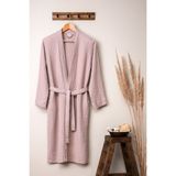 Pudra Renkli Denizli Concept Kimono Müslin Bornoz 2XL %100 Pamuklu Yumuşak Dokulu