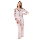 Pudra Saten Pijama Takımı
