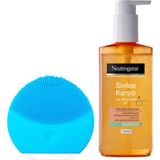 Pudra Shine Şarjlı Cilt ve Yüz Temizleme Cihazı Turkuaz ve Neutrogena Yüz Temizleme Jeli 200ML