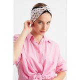 Pudra-Siyah Kadin Trend Style Pamuklu Penye, Kaymaz, Yumusak, Esnek, Sac Bandi Bandana