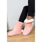 Pudra Unisex Çocuk Panduf İçi Yünlü Kaydırmaz Termo Taban Ev Botu Kreş Ayakkabısı 331Xa099