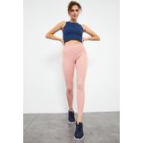 Pudra Yüksek Bel Streç Slim Fit Dar Paça Kadın Tayt - 94545