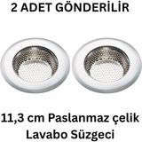 PudraLuna 2 Adet Paslanmaz Çelik Büyük Boy Lavabo Süzgeci 11.3 cm Bulaşık Makinesinde Yıkanabilir