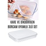 PudraLuna 2Lİ KARE VE 1 ADET DİKDÖRTGEN BORCAM SİLİKON KAPAK 3LÜ SET