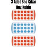 PudraLuna 3 Adet, 18 Bölmeli Bas Çıkar Buz Kalıbı, Arkası Silikon Buz Kalıbı, 2,5 cm Çapında Buz Büyüklüğü