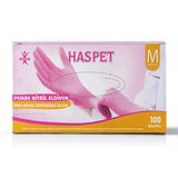 Pudrasız Pembe Nitril Eldiven Medium HasPet 100lü