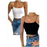 puer cheveu Askılı Crop Büstiyer Penye Bluz 2’li Set A Kalite Set