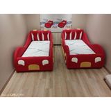 Puf Bebe Montessori 90X190 Mdf Arabalı Çocuk Yatağı (Yatak Dahildir) - 100 x 120 cm - Kırmızı