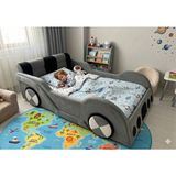 Puf Bebe Montessori Arabalı Bebek ve Çocuk Yatağı 90 x 190 cm - 100 x 200 cm - Gri - Beyaz
