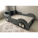 Puf Bebe Montessori Arabalı Bebek ve Çocuk Yatağı 90 x 190 cm - 120 x 200 cm - Gri - Beyaz