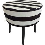 Puf Koltuk Bench Tabure – Zebra Siyah Beyaz Desen - Ahşap Ayaklı - Doğal Modern Stil