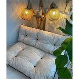 Puf Petek Önü Palet Yer Minderi Ikili Takım Krem 70x100cm Bej