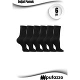 Pufazzo Kadın Siyah Spor Çorap 6'lı Set - Doğal Pamuk, Dikişsiz, Havlu Taban Soket Çorap - 39 - 42