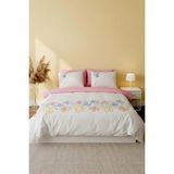 Puff Nakışlı Bellis Çift Kişilik %100 Pamuklu Nevresim Takımı – 6 Parça Çeyiz Seti - Renkli - 200 x 220 cm