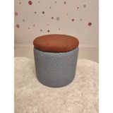 Puff Table Hazine, Makyaj Masası Pufu ,sandıklu Çocuk Pufu , Yuvarlak Oyuncak Sepeti, Orjinal Teddy Kumaş 37 cm - Buz Mavisi