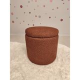 Puff Table Hazine, Makyaj Masası Pufu ,sandıklu Çocuk Pufu , Yuvarlak Oyuncak Sepeti, Orjinal Teddy Kumaş 37 cm - Kiremit