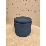 Puff Table Hazine, Makyaj Masası Pufu ,sandıklu Çocuk Pufu , Yuvarlak Oyuncak Sepeti, Orjinal Teddy Kumaş 37 cm - Mavi