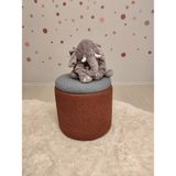 Puff Table Hazine, Makyaj Masası Pufu ,sandıklu Çocuk Pufu , Yuvarlak Oyuncak Sepeti, Orjinal Teddy Kumaş 37 cm - Petrol Mavisi